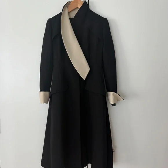 Iconic AW 2013 Dior Wool with white shawl collar Dress by Raf Simons